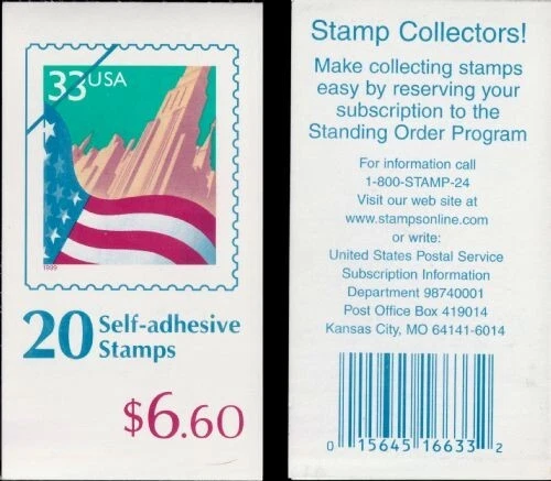 US Flag Over City 33c Stamp Booklet of 20 Scott #BK276 - Image 1 of 1