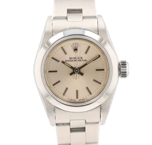 Rolex Ladies Oyster Perpetual 67180 24mm Silver Dial Smooth Bezel Oyster Watch - Picture 1 of 9