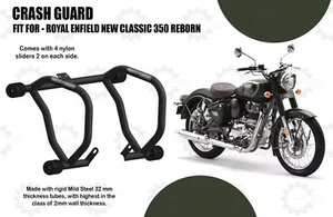 Fit For Royal Enfield "New Classic 350 Black Mild Steel Crash Guard" - Picture 1 of 4
