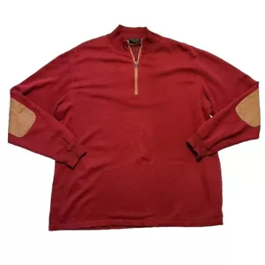 Woolrich Men's Red Elbow Patch 1/4 Zip Pullover Sweatshirt - Size XL FREE SHIP - Picture 1 of 9