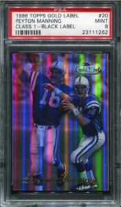 PSA 9 MINT 1998 TOPPS GOLD LABEL PEYTON MANNING #20 CLASS 1 BLACK ROOKIE SDB1 - Picture 1 of 1
