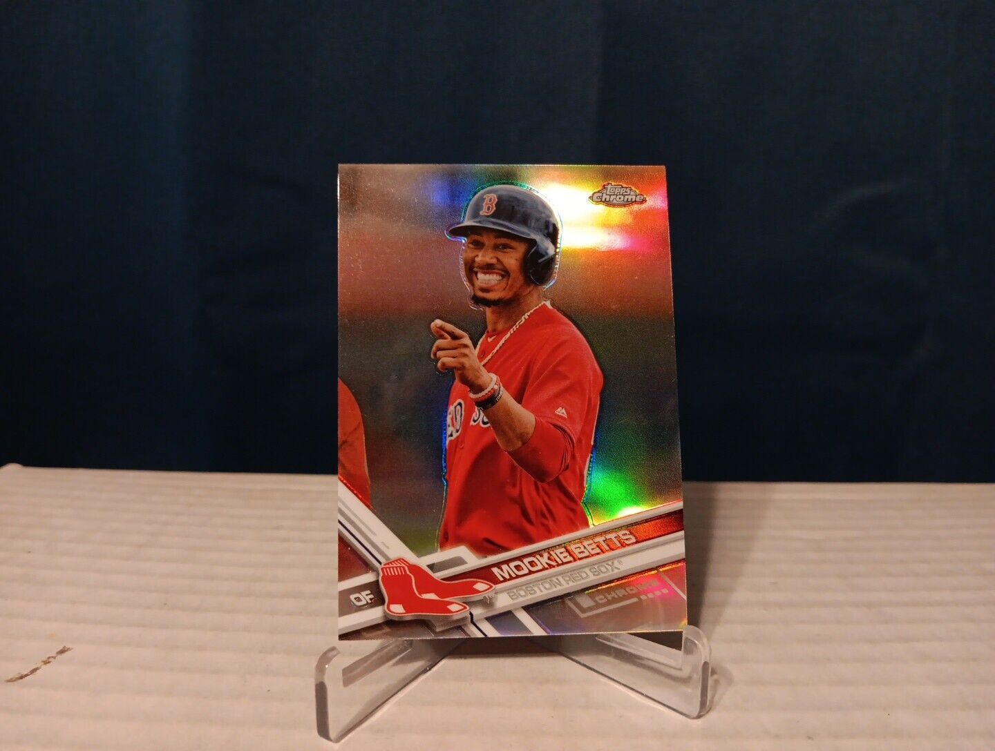 MOOKIE BETTS 2017 Topps Chrome Red Jersey Photo Image Variation SP Refractor