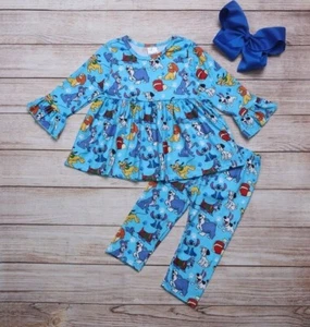 NEW Boutique Cartoon Dogs Lady Tramp Pluto Stitch Tunic & Leggings Girls Outfit - Picture 1 of 4