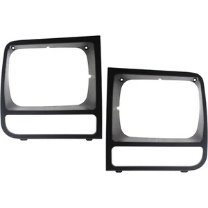 Headlight Door Set w/ Parking Light Hole LH & RH Black For 97-01 Jeep Cherokee - Picture 1 of 12