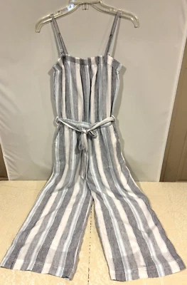 Espléndido Mono a Rayas Corbata Cintura Sin Tirantes Mar Rayas Negro/Blanco/Azul Talla XS Foto 1 de 4