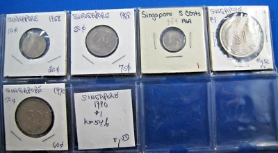 COINS BY COUNTRY -  SINGAPORE   1968 to 1990 -   LOT OF 6 - Image 1 of 3