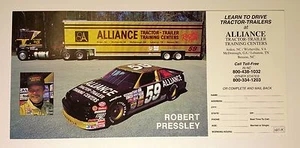 CARTOLINA VINTAGE ROBERT PRESSLEY #59 1992 ALLEANZA TRATTORE RIMORCHIO BUSCH & RP 43 STP - Foto 1 di 6