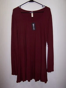 NWT - 24/7 Comfort Apparel - Long Sleeve Stretch Tunic Top, Burgundy - Size 2X - Picture 1 of 2