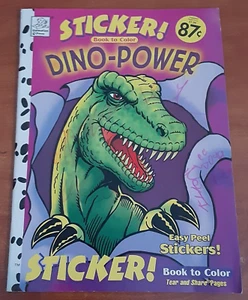 RARE vintage coloring book Dino Power 1998 sticker! PB Dalmatian Press dinosaur - Picture 1 of 21