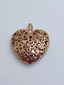 Colgante filigrana vintage corazón hinchado tono dorado años 80 - Imagen 1 de 8