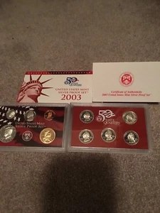 2003 US MINT SILVER 10 COIN PROOF Set w/STATE QUARTERS, ALL ORIGINAL + COA 💎! - Bild 1 von 5