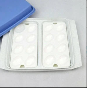 Vintage Tupperware Deviled Egg Carrier Container +Trays Blue White #723 F75 - Picture 1 of 3
