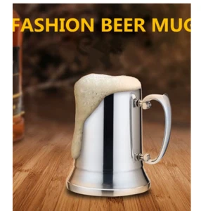 Stainless Steel Beer Tankard 450/550ml Tankard Stein Double Wall Beer Mug - Picture 1 of 10