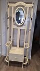 Vintage Wooden Coat / Hall Stand With Seat And Umbrella Storage And A Mirror