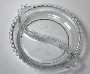 2 ~ Imperial Kerzendocht Kristall Elegant Glas Floral Geätzt GETEILT RELISH SCHALE - Bild 1 von 6