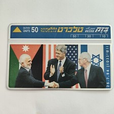 ISRAEL Bezeq Telcard Peace Accords phone card King Hussein, Rabin, Clinton NEW 