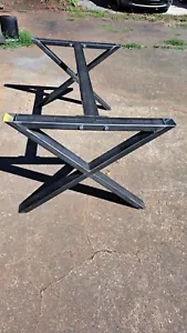 X DESIGN METAL TABLE FRAME RETRO INDUSTRIAL STEEL DESK BAR BREAKFAST ISLAND - Picture 1 of 12