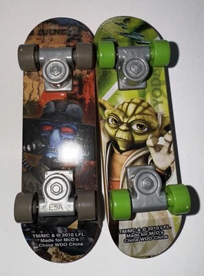 Lot of 2 2010 McDonald's Star Wars Clone Wars Skateboard Cad Bane, Yoda - Image 1 of 4