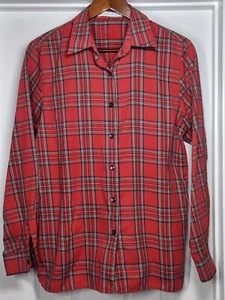 Blusa Top FoxCroft Mujer 8 Camisa Roja Tartán Cuadros Abotonada Sin Arrugas - Imagen 1 de 6