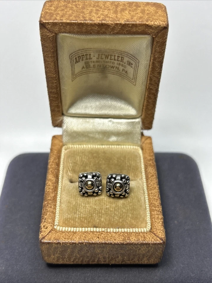 Aretes mini Jaisalmer de plata de ley y 18 k de diseñador John Hardy Foto 1 de 1