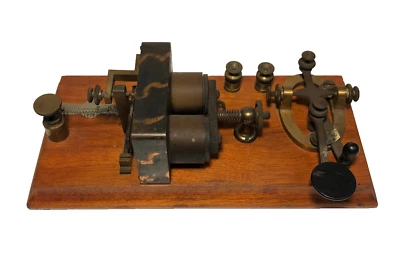 ANTIQUE TELEGRAPH KEY JH BUNNELL RELAY (For Parts) - Image 1 of 4
