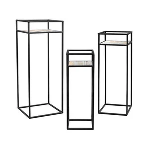 Metall Pflanzenständer schwarz 3er Set - 50 / 60 / 70 cm - Blumen Ständer Hocker - Bild 1 von 5