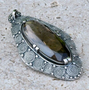 ANHÄNGER pendant Schmuck Theodor Fahner 925 Sterling Silber Rauchquarz facette   - Bild 1 von 12