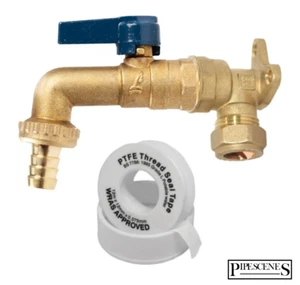 15mm 1/2" Garden Outside Outdoor Tap Hose Connector Kit with Quarter Turn Lever - Picture 1 of 3