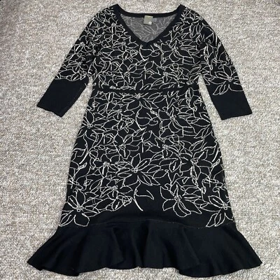 TAYLOR Women’s 3/4 Sleeve V Neck Ruffle Bottom MIDI Dress Size Large - Image 1 of 4