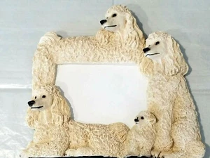 Photo FRAME  White POODLES 10 x 9" (6 x 4" photo) Ceramic Free Standing  - Picture 1 of 11