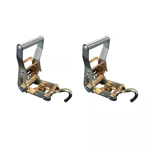 2 Pack 2" Ratchet Tie Down w/ J-Hook for Auto Car Hauler Flatbed Strap Tow Truck - Picture 1 of 7