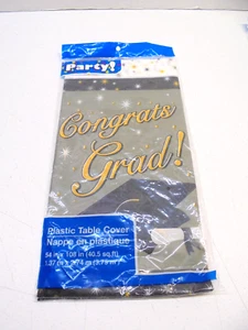 Congrats Grad GRADUATION Party Table Cover Plastic 54" x 108" - Picture 1 of 3