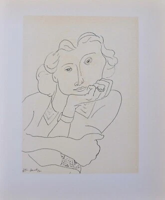 Henri MATISSE: Donna Pensierosa, Litografia Firmata, 1954 - Immagine 1 di 4