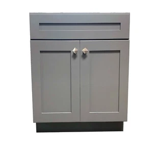 24" Grey Shaker Single Bathroom Vanity Base Cabinet 24" W x 21" D x 34.5"H - Picture 1 of 4
