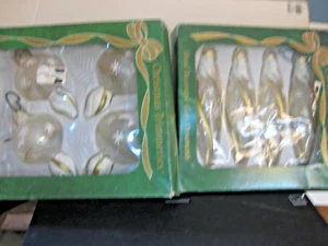 Trimmer natalizi in vetro vintage Bradford decorati a mano mica e oro set di 8 - Foto 1 di 4