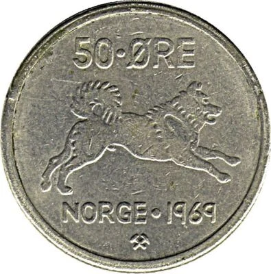 Norway 50 Øre Coin | Olav V | KM408 | 1958 - 1973 - Image 1 of 4