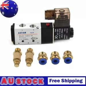 4V210-08 DC 24V Solenoid Pneumatic-Valve,5 Port 2 Position & Connector Muffler - Picture 1 of 24