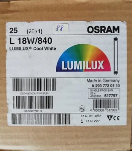 25 x Osram L 18W/840, LUMILUX, Leuchtstofflampe, T8 Leuchtstoffröhre, cool-weiß - Bild 1 von 4