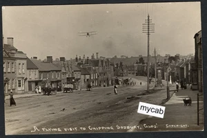 Postcard Chipping Sodbury Gloucestershire aeroplane over town 1917 RP Dowding - Foto 1 di 2