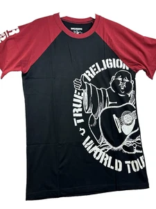 True Religion T shirt men Crew Neck Buddha logo on the side color black Medium M - Picture 1 of 9