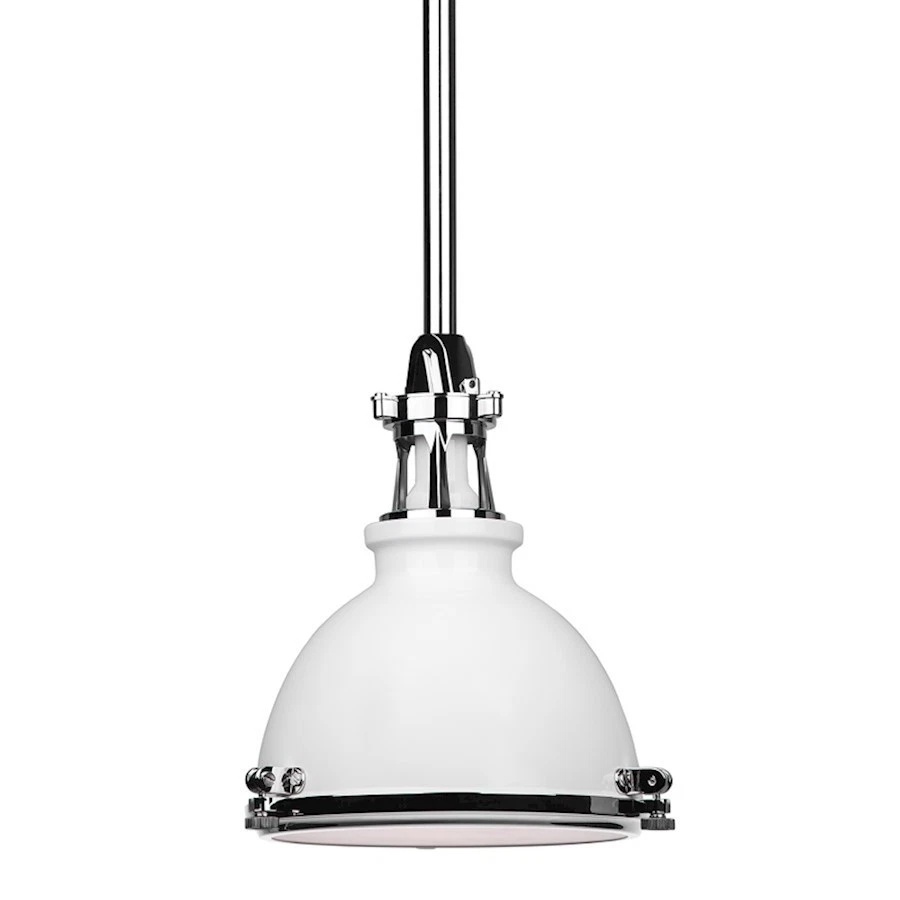SF PEMBROKE WAREHOUSE OPEN BOX: Hudson Valley Massena 1 Lt Pendant, White Nickel 4610-WPN - HV4610-WPN