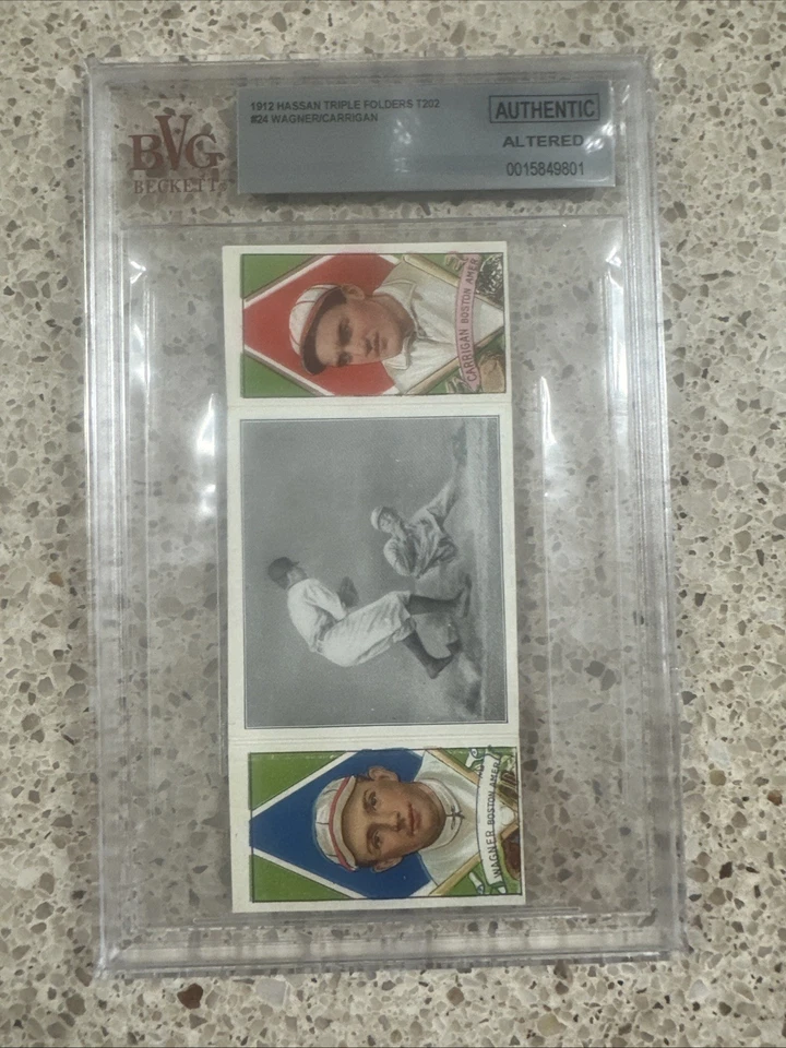 1912 T202 Hassan #24 Wagner & Bill Carrigan Close at Third  Red Sox * BVG AA - Image 1 of 2