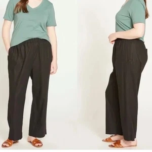 Universal Standard Iris Linen Easy Pull-On Pants Black Size XS/10-12 Large - Picture 1 of 14