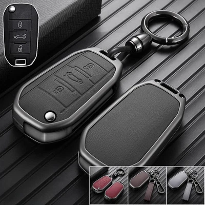 Funda Carcasa Llavero Coche Aleación Zinc Cuero Para Peugeot Vauxhall Corssland Citroen Foto 1 de 4