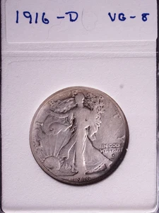 1916-D Walking Liberty Half Dollar 50c Silbermünze hart frühes DATUM - Bild 1 von 2