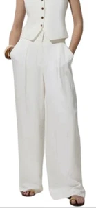 Karen Millen Ivory TALL Wide Leg Trousers 36 Inside Leg Size 10 Rrp £119 - Picture 1 of 8