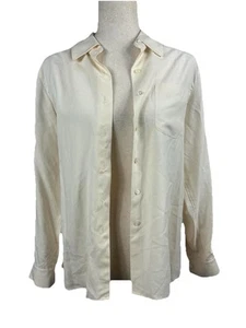 Talbots Silk Cream Button Up Long Sleeve Shirt Size 2P Career Business Chic - Picture 1 of 4