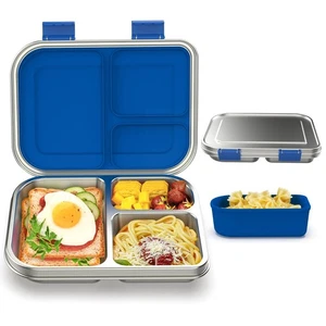 Stainless Steel Bento Box Kids, 3 Compartments Leak Proof Metal Bento Lunch B... - Picture 1 of 7