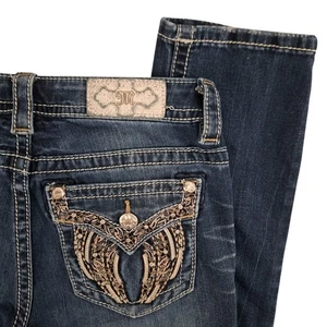 Miss Me Angel Wings Jeans Damen 27 (Maße 30x32") Straight Blau Stretch - Bild 1 von 24