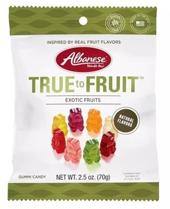 Albanese 10 Bags ,True to Fruit Exotic Fruits Gummies, 2.5oz Bags - Picture 1 of 6